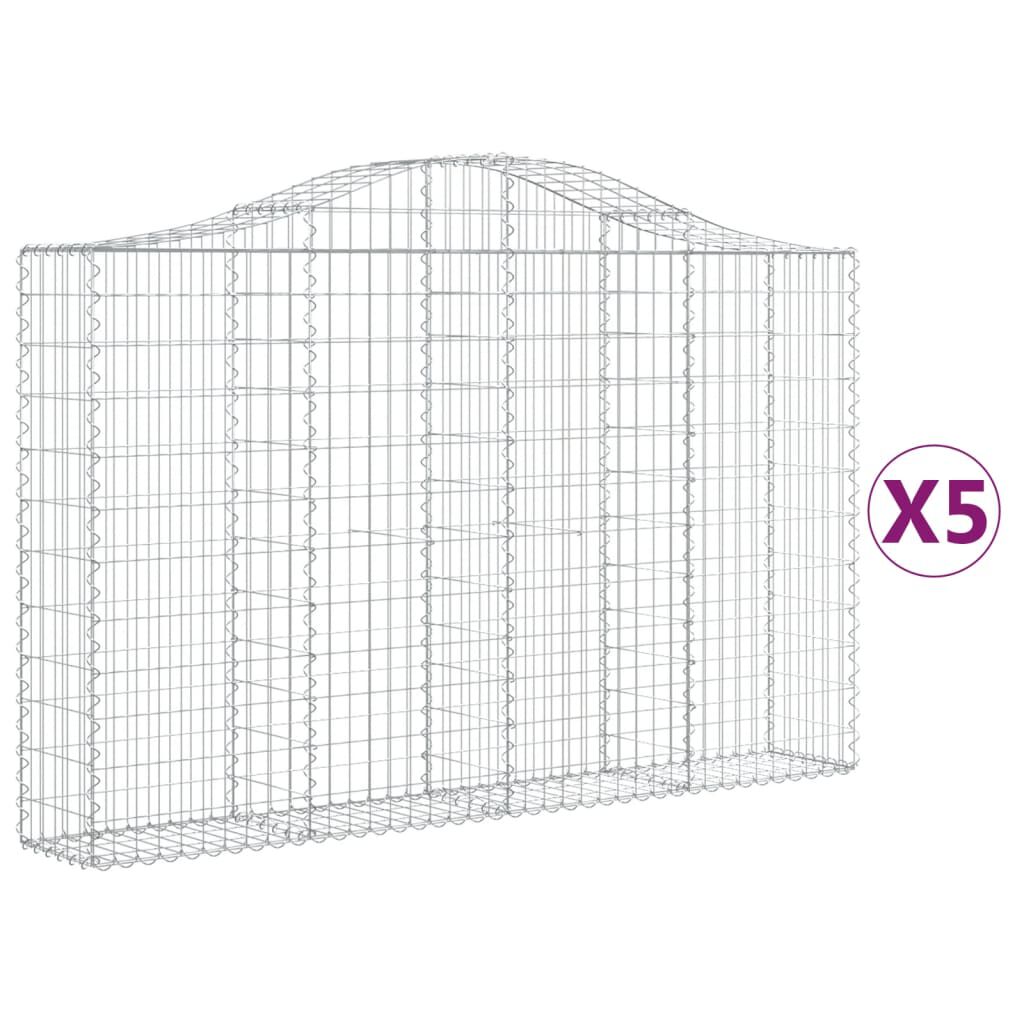 vidaXL Συρματοκιβώτια Τοξωτά 5 τεμ. 200x30x120/140 εκ. Γαλβαν. Ατσάλι
