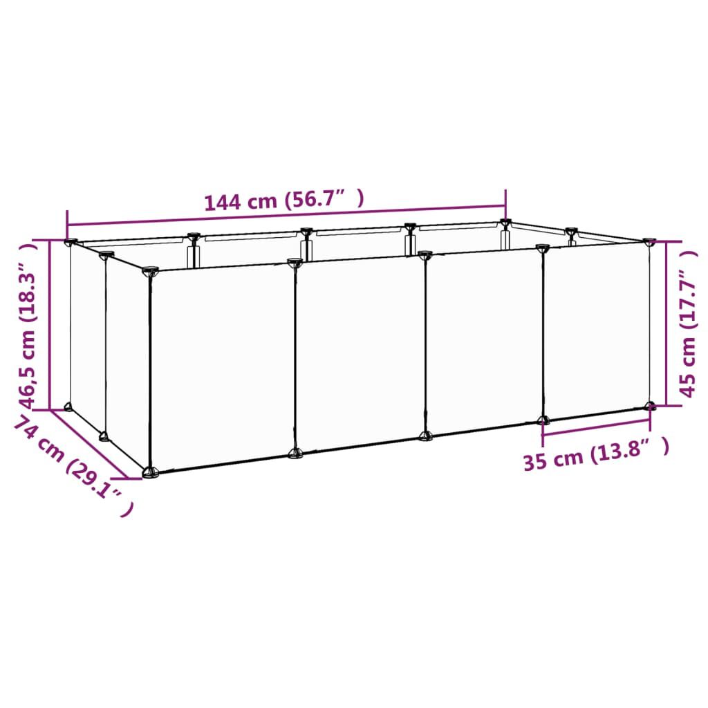 vidaXL Κλουβί Μικρών Ζώων Μαύρο 144x74x46,5 εκ. Πολυπροπυλένιο/Ατσάλι