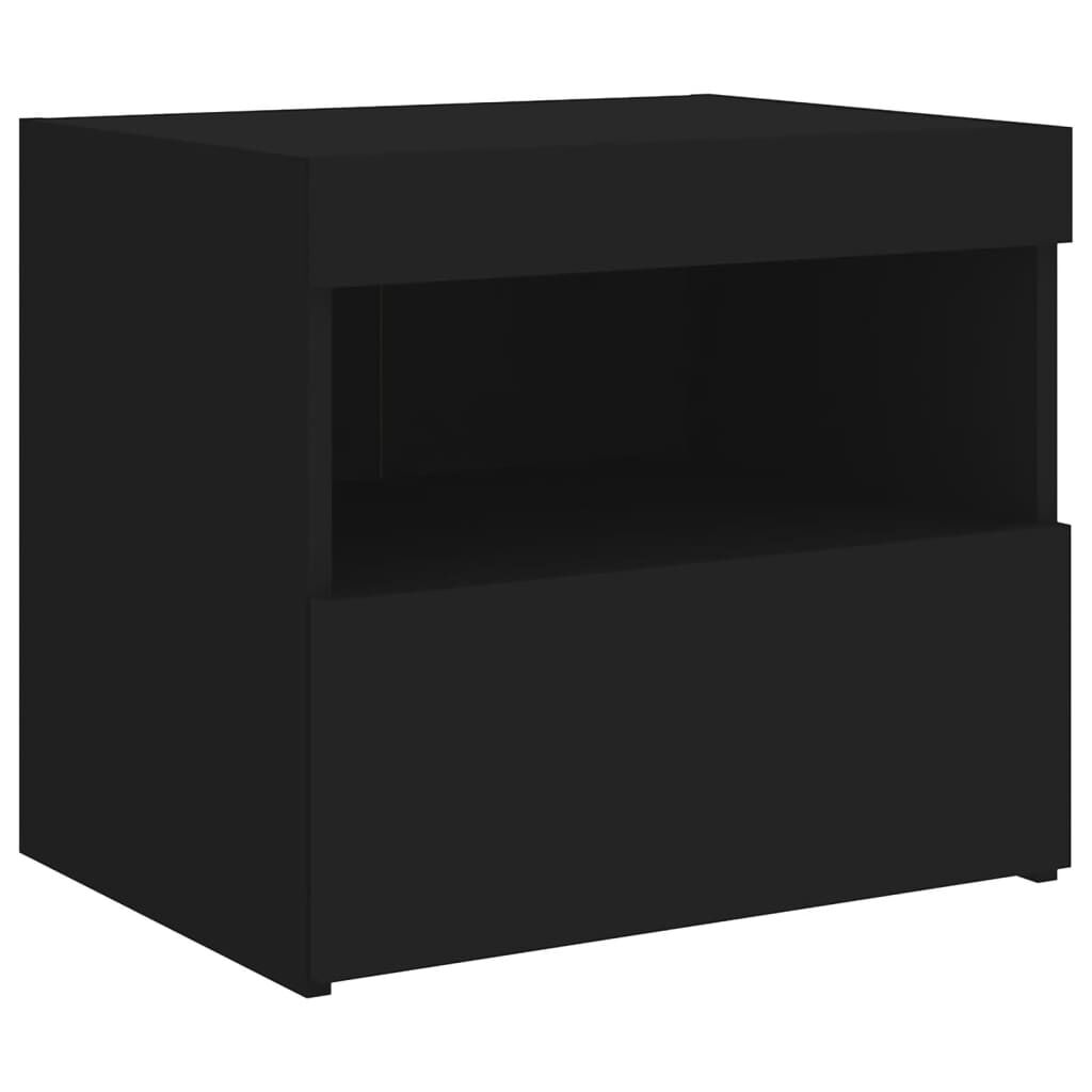 vidaXL Κομοδίνο με Φώτα LED Μαύρο 50 x 40 x 45 εκ.