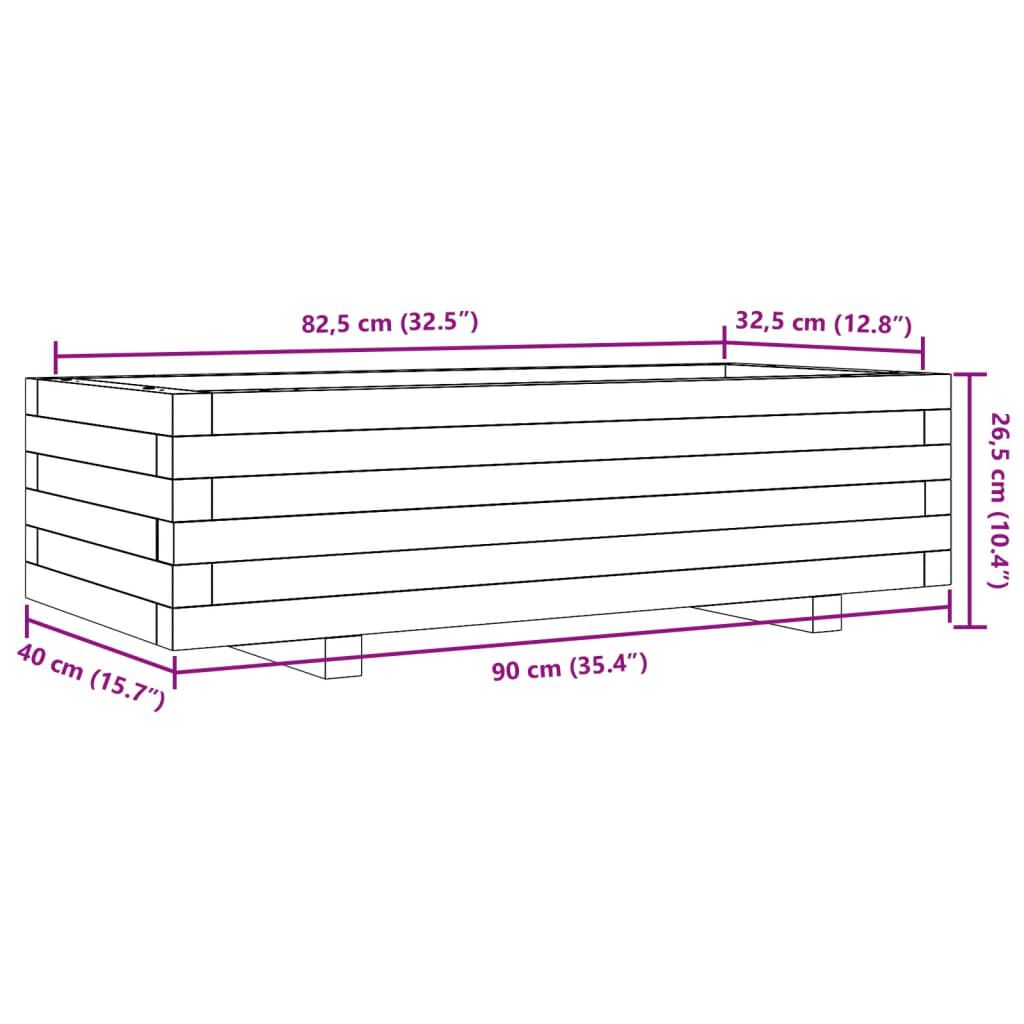 vidaXL Ζαρντινιέρα Κήπου Λευκή 90x40x26,5 εκ. από Μασίφ Ξύλο Πεύκου