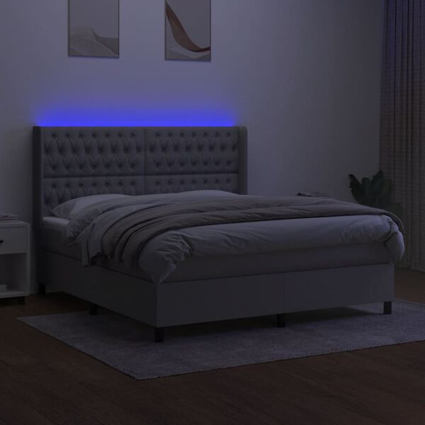 vidaXL &Kappa;&rho;&epsilon;&beta;ά&tau;&iota; Boxspring &mu;&epsilon; &Sigma;&tau;&rho;ώ&mu;&alpha; & LED &Alpha;&nu;.&Gamma;&kappa;&rho;&iota; 160x200&epsilon;&kappa;. &Upsilon;&phi;&alpha;&sigma;&mu;ά&tau;&iota;&nu;&omicron;