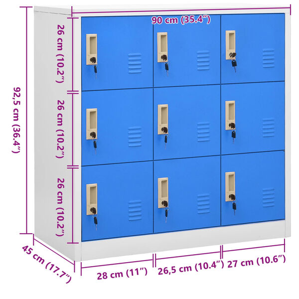 vidaXL Φοριαμός Ανοιχτό Γκρι / Μπλε 90 x 45 x 92,5 εκ. Ατσάλινος