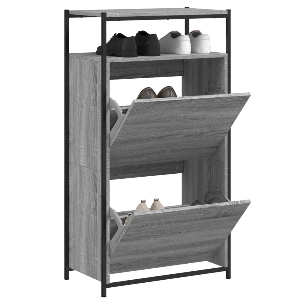 vidaXL Παπουτσοθήκη Γκρι Sonoma 60x34x112 εκ. από Επεξεργ. Ξύλο