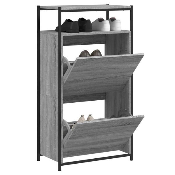 vidaXL Παπουτσοθήκη Γκρι Sonoma 60x34x112 εκ. από Επεξεργ. Ξύλο