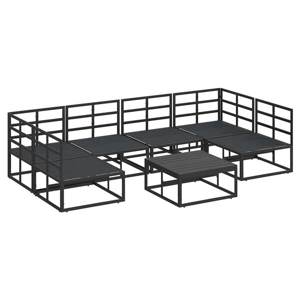 vidaXL Σετ Καναπέ Κήπου με μαξιλάρι 7 pcs Μαύρο Αλουμίνιο