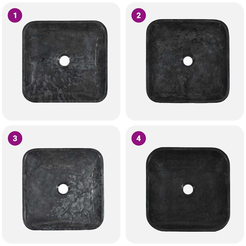 vidaXL Νιπτήρας Μαύρος 40 x 40 x 10 εκ. Μαρμάρινος