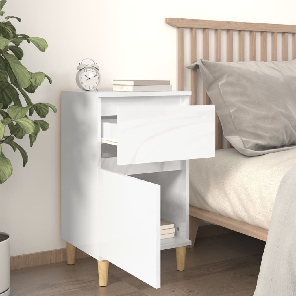 vidaXL Κομοδίνο Γυαλιστερό Λευκό 40x35x70 εκ.