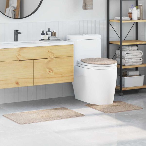 vidaXL Σετ Μάτ Μπάνιου Αντιολισθητικό 3 pcs Κρεμ 50 x 50 cm PP
