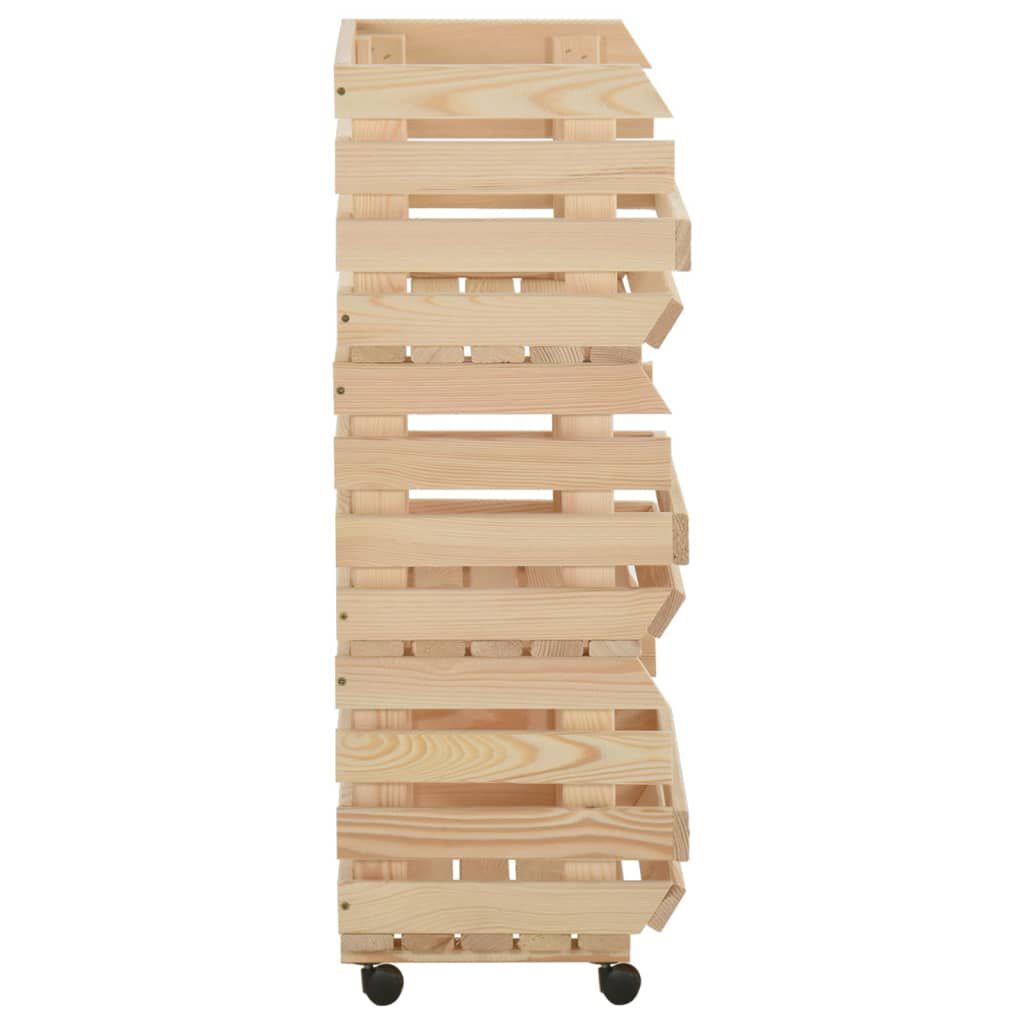 vidaXL Τρόλεϊ Λαχανικών 57 x 30 x 80 εκ. από Μασίφ Ξύλο Πεύκου