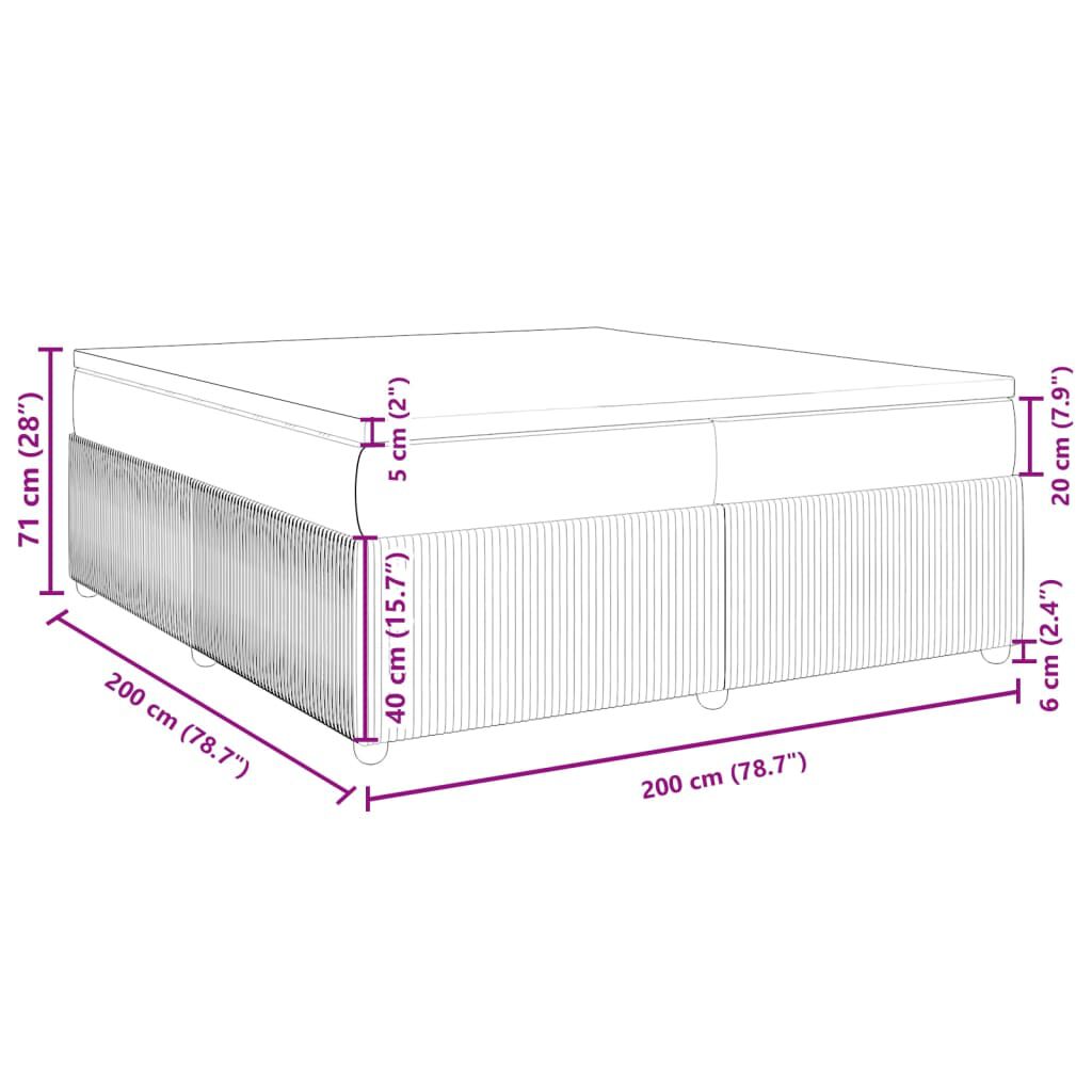 vidaXL Κρεβάτι Boxspring με Στρώμα Σκούρο Καφέ 200x200 εκ. Υφασμάτινο