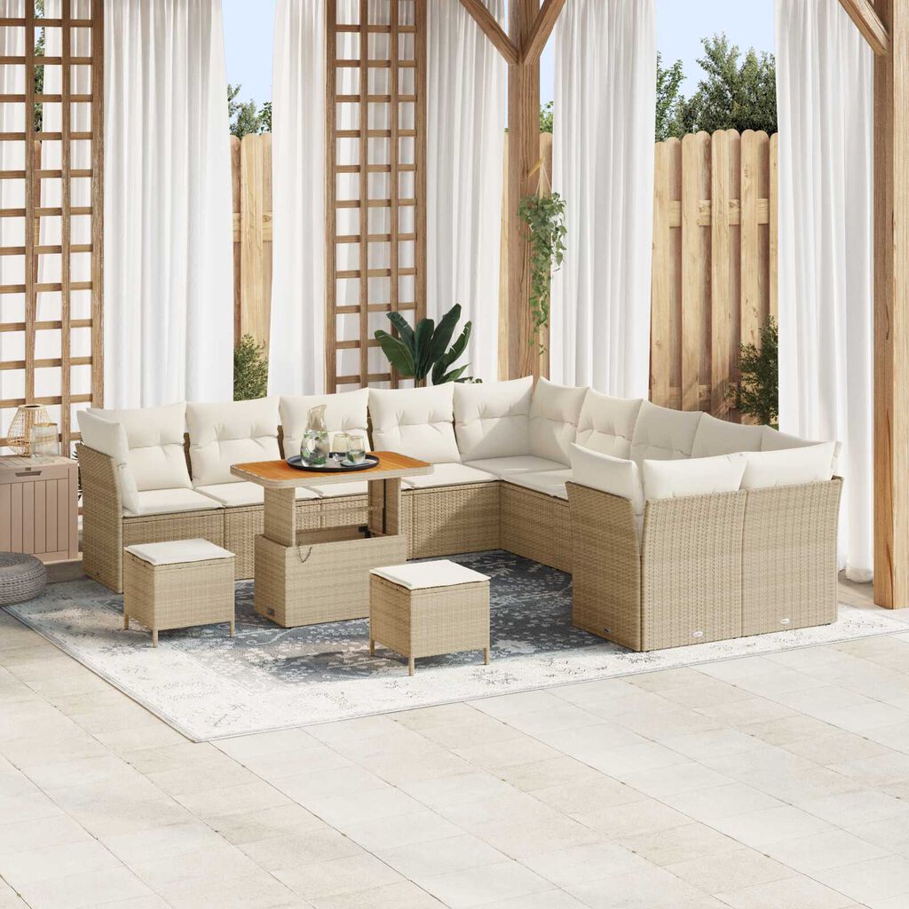 vidaXL Σετ Καναπέ Κήπου 13 pcs Μπεζ συνθετικό ρατάν