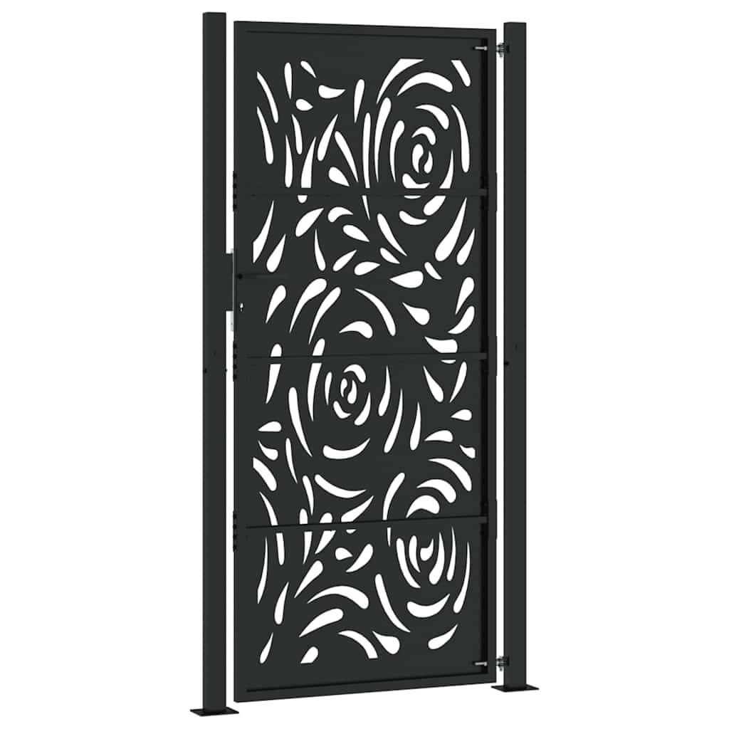 vidaXL Πύλη κήπου Μαύρη 105x205 cm Ατσάλινη φλόγα σχεδιασμού