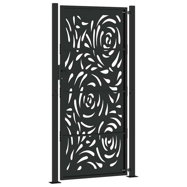 vidaXL Πύλη κήπου Μαύρη 105x205 cm Ατσάλινη φλόγα σχεδιασμού