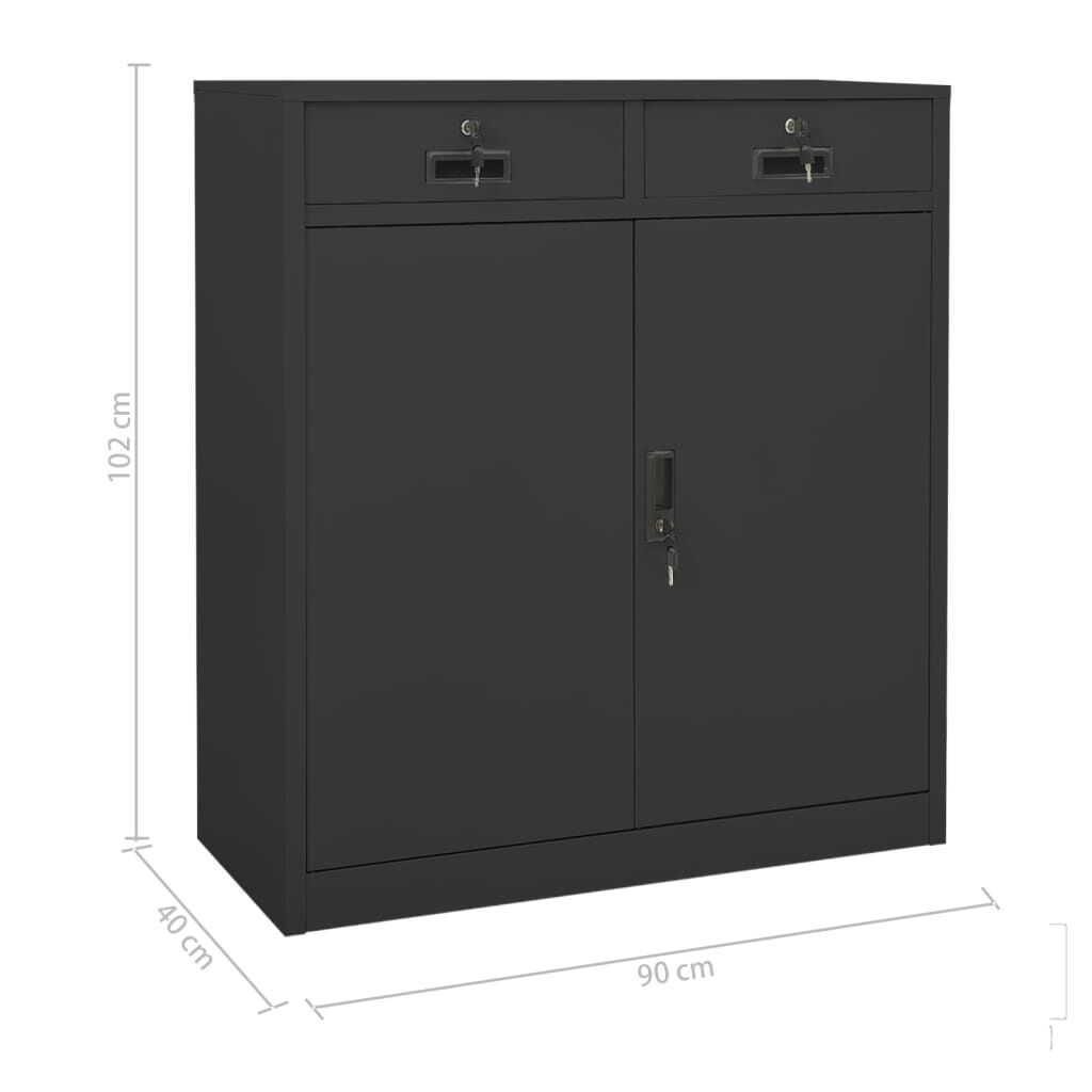 vidaXL Ντουλάπα Γραφείου Ανθρακί 90 x 40 x 102 εκ. Ατσάλινη