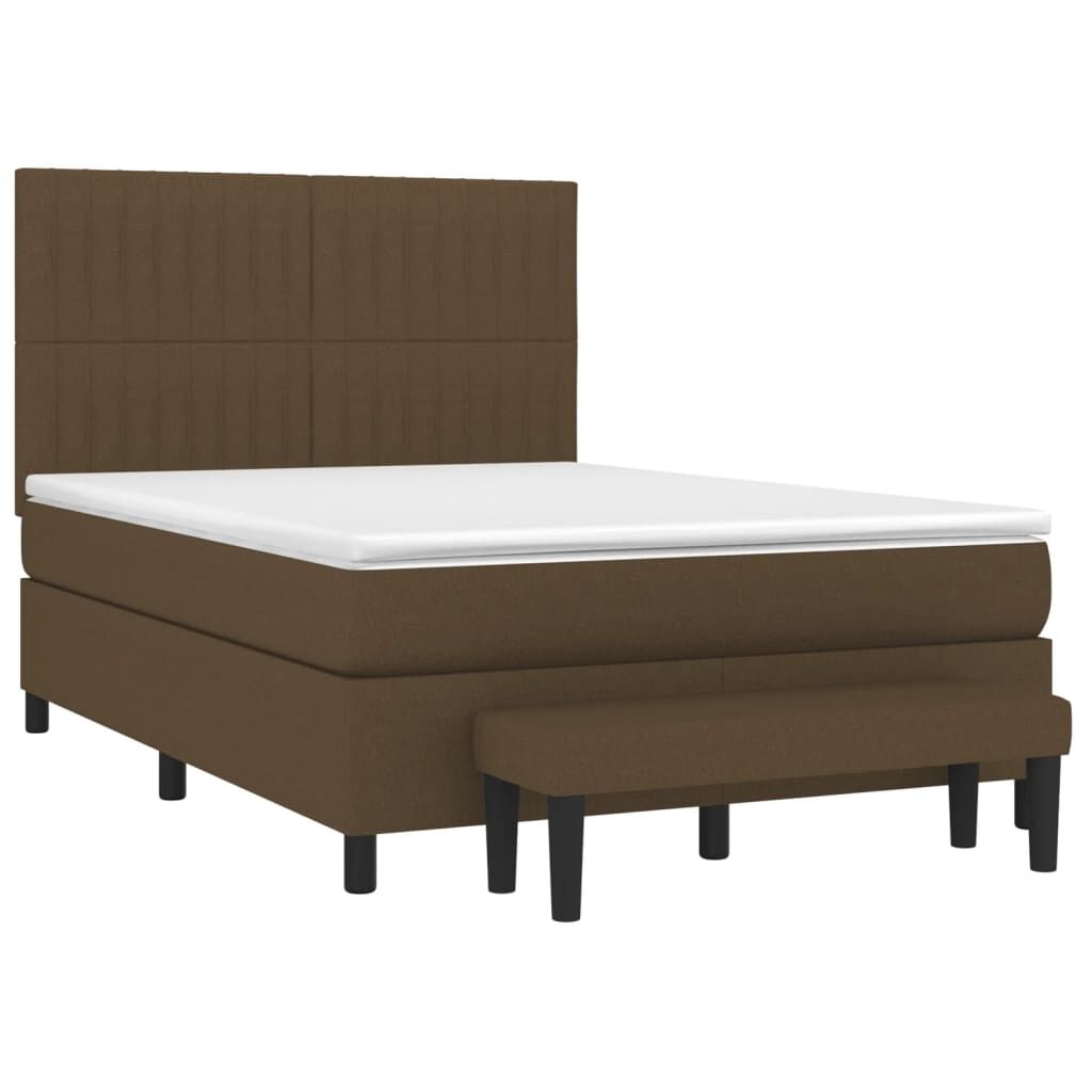 vidaXL Κρεβάτι Boxspring με Στρώμα Σκούρο Καφέ 140x190 εκ. Υφασμάτινο