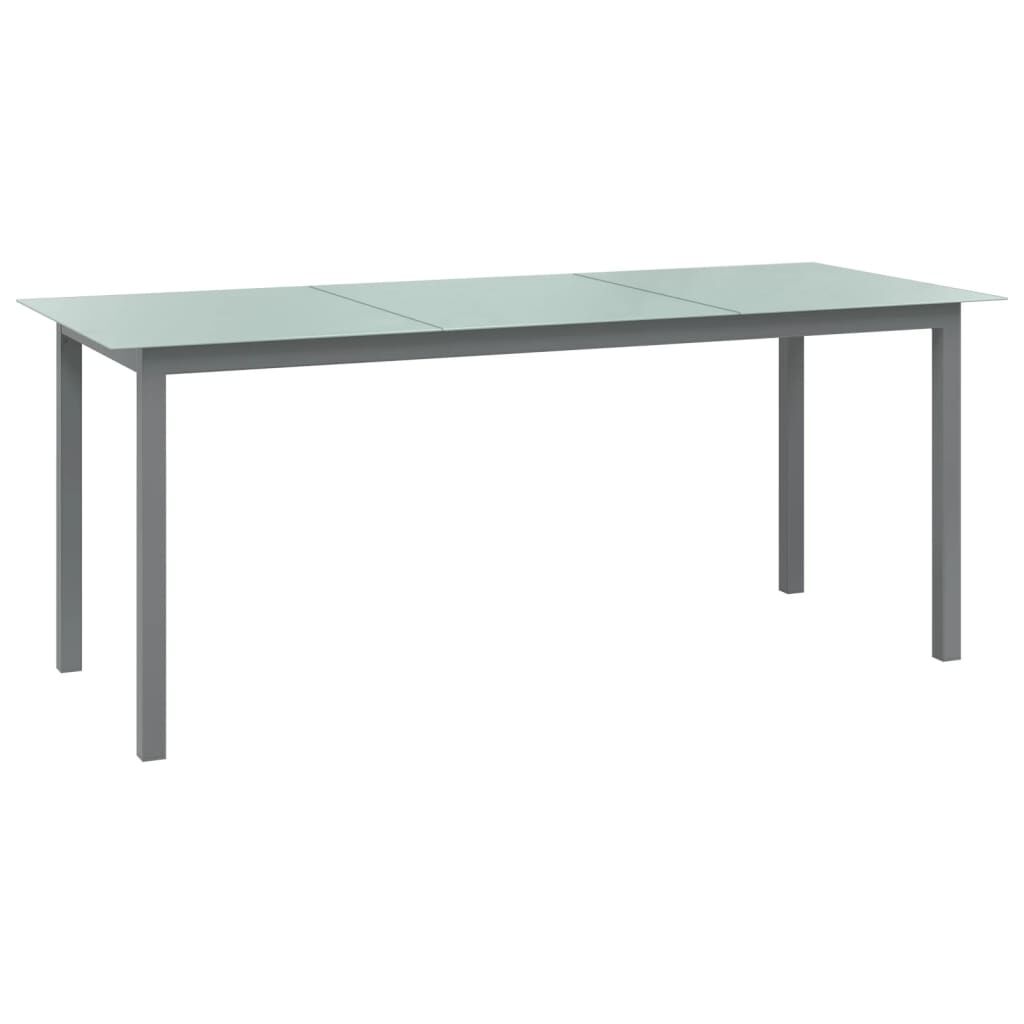 vidaXL Τραπέζι Κήπου Ανοιχτό Γκρι 190x90x74 εκ. από Αλουμίνιο / Γυαλί
