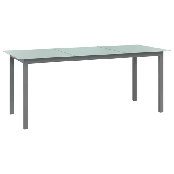 vidaXL Τραπέζι Κήπου Ανοιχτό Γκρι 190x90x74 εκ. από Αλουμίνιο / Γυαλί