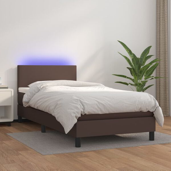 vidaXL &Kappa;&rho;&epsilon;&beta;ά&tau;&iota; Boxspring &mu;&epsilon; &Sigma;&tau;&rho;ώ&mu;&alpha; & LED &Kappa;&alpha;&phi;έ 90x190 &epsilon;&kappa;. &Sigma;&upsilon;&nu;&theta;. &Delta;έ&rho;&mu;&alpha;