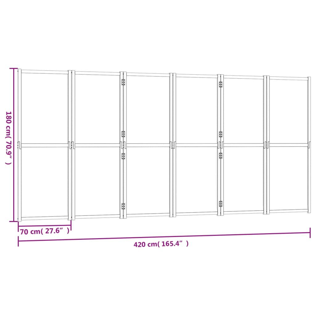vidaXL Διαχωριστικό Δωματίου με 6 Πάνελ Μαύρο 420 x 180 εκ.