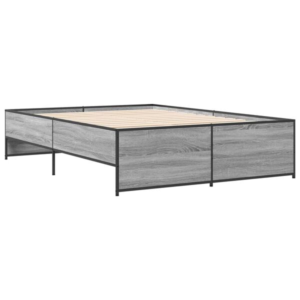 vidaXL Πλαίσιο Κρεβατιού Γκρι Sonoma 120x200 εκ. Επεξ. Ξύλο & Μέταλλο