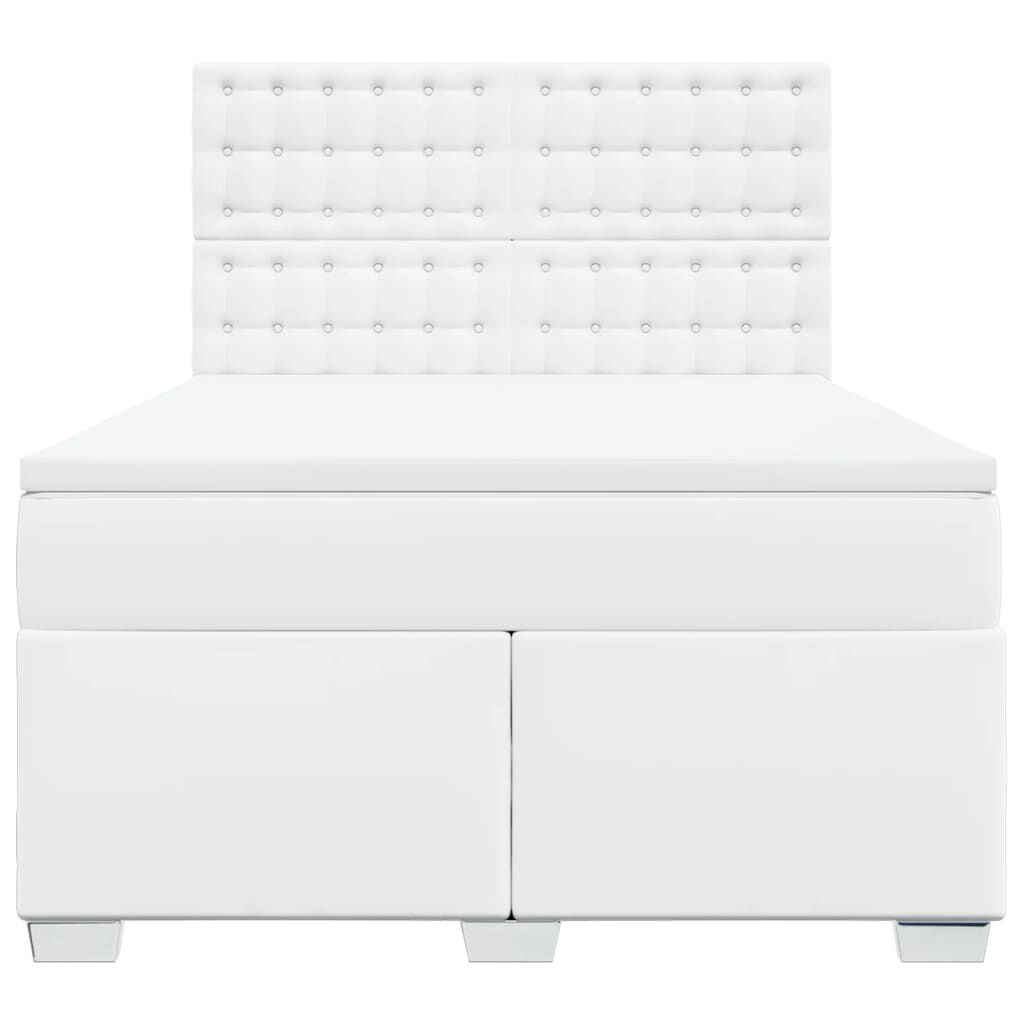 vidaXL Κρεβάτι Boxspring με Στρώμα Λευκό 140x200εκ.από Συνθετικό Δέρμα