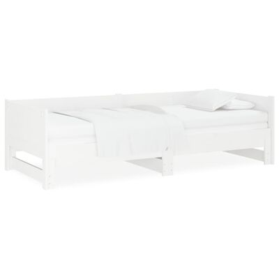 vidaXL Καναπές Κρεβάτι Συρόμενος Λευκός 2x(90x200) εκ. από Μασίφ Πεύκο
