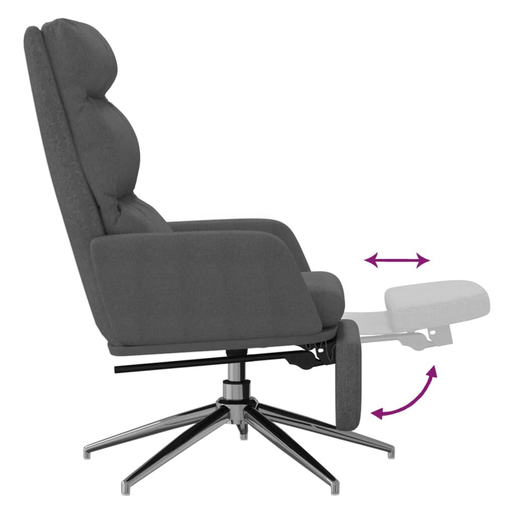 vidaXL Πολυθρόνα Relax Σκούρο Γκρι Υφασμάτινη με Υποπόδιο