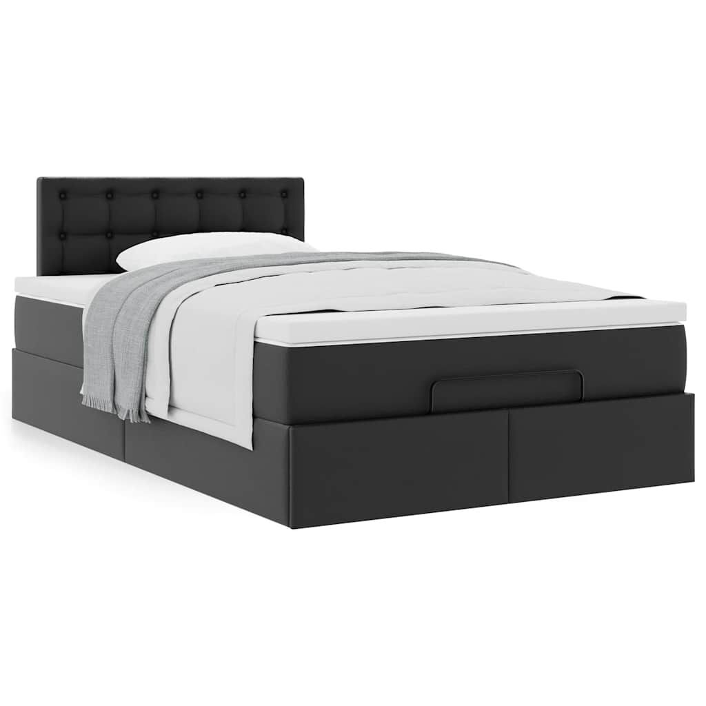 vidaXL Οθωμανικό κρεβάτι με στρώμα Μαύρο 120x200 cm Faux Leather