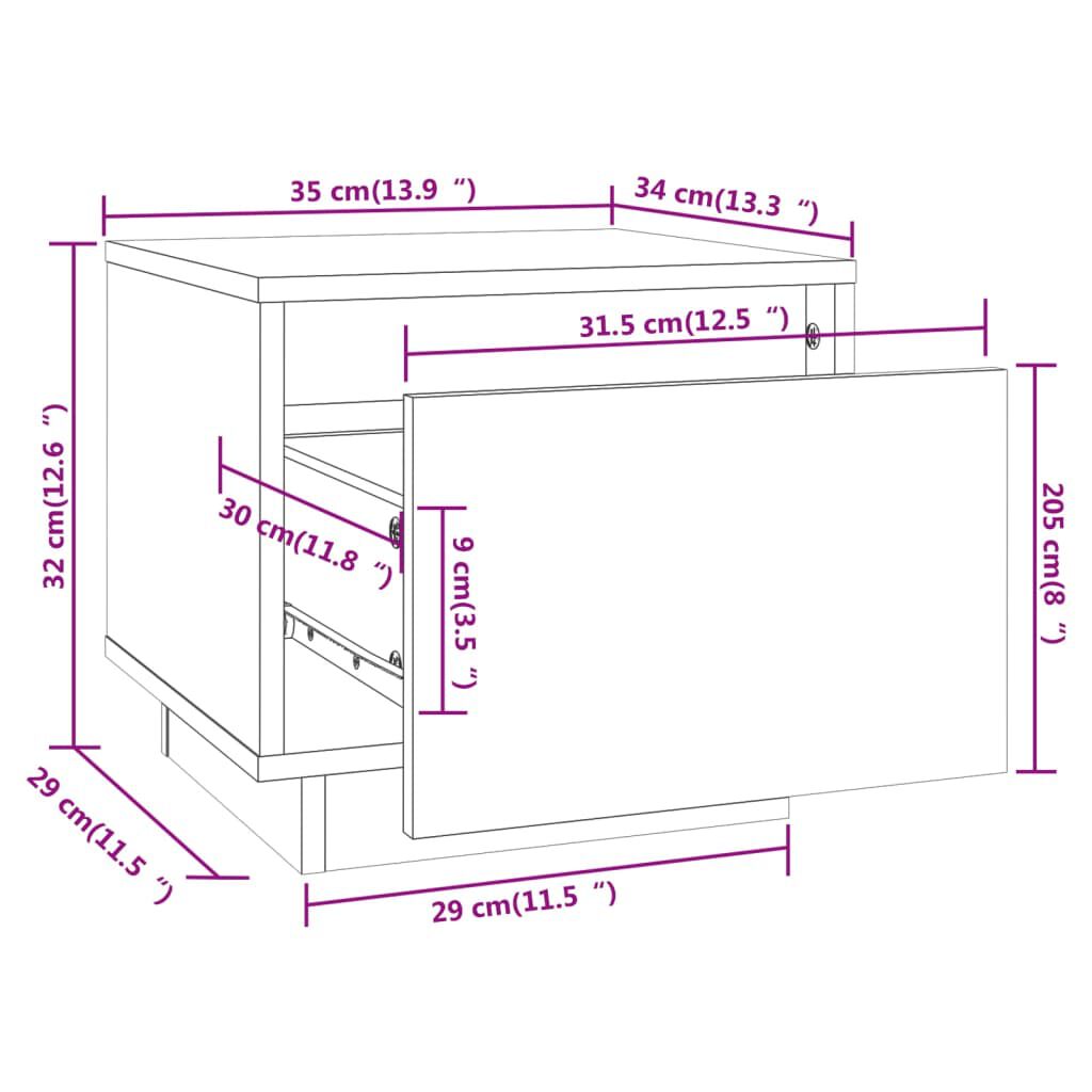 vidaXL Κομοδίνο 35 x 34 x 32 εκ. από Μασίφ Ξύλο Πεύκου