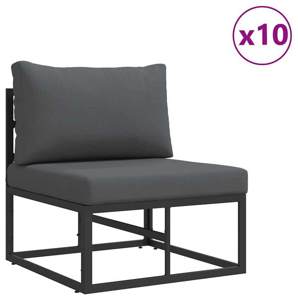 vidaXL Σετ Καναπέ Κήπου με μαξιλάρι 13 pcs Μαύρο Αλουμίνιο