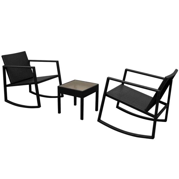 vidaXL Σετ Επίπλων Bistro 3 Τεμαχίων Μαύρο από Συνθετικό Ρατάν