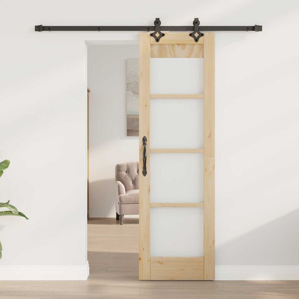vidaXL Συρόμενη Πόρτα ORKDAL Καφέ 61 x 198.5 εκ. Ξύλο και μέταλλο