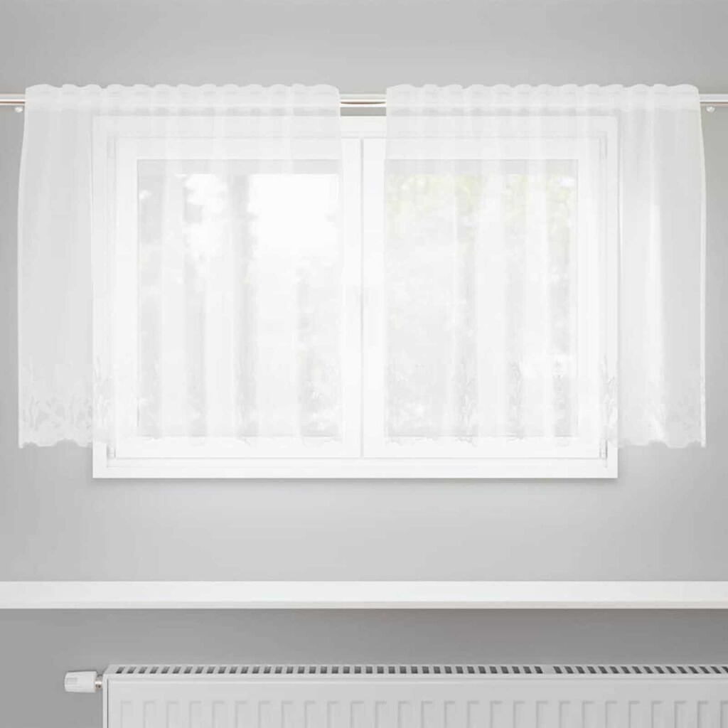 vidaXL Κουρτίνες με κουρτίνες Floral Λευκό 150 x 100 cm Πολυεστέρας