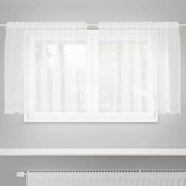 vidaXL Κουρτίνες με κουρτίνες Floral Λευκό 150 x 100 cm Πολυεστέρας