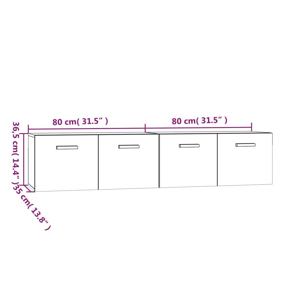vidaXL Ντουλάπια Τοίχου 2 τεμ. Καφέ δρυς 80x35x36,5 εκ. Επεξ. Ξύλο