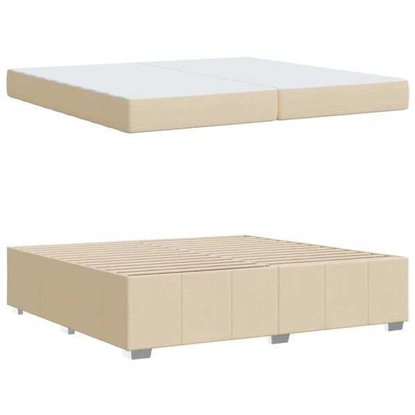 vidaXL Σκελετός Κρεβατιού με στρώμα Κρεμ 200 x 200 cm ύφασμα
