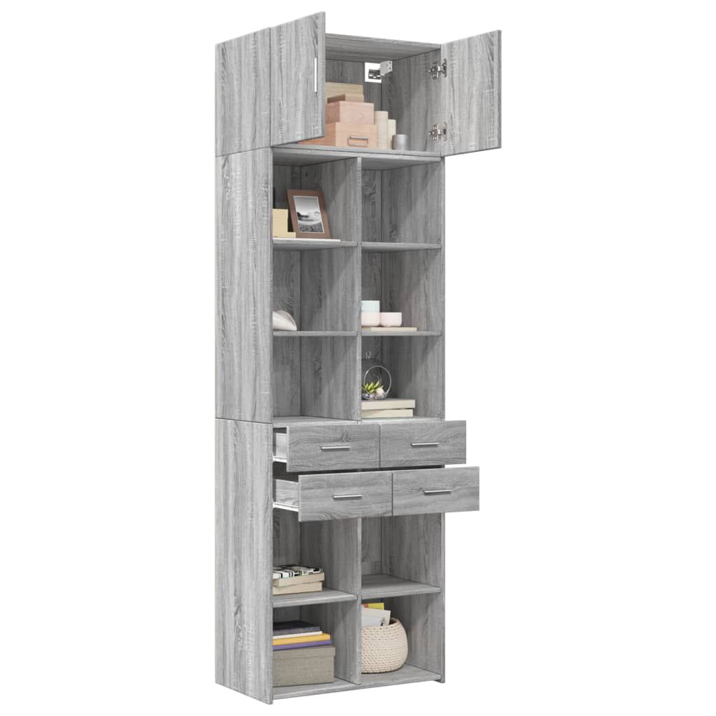 vidaXL Ραφιέρα με Ντουλάπια Γκρι Sonoma 70x42,5x225 εκ. Επεξ. Ξύλο