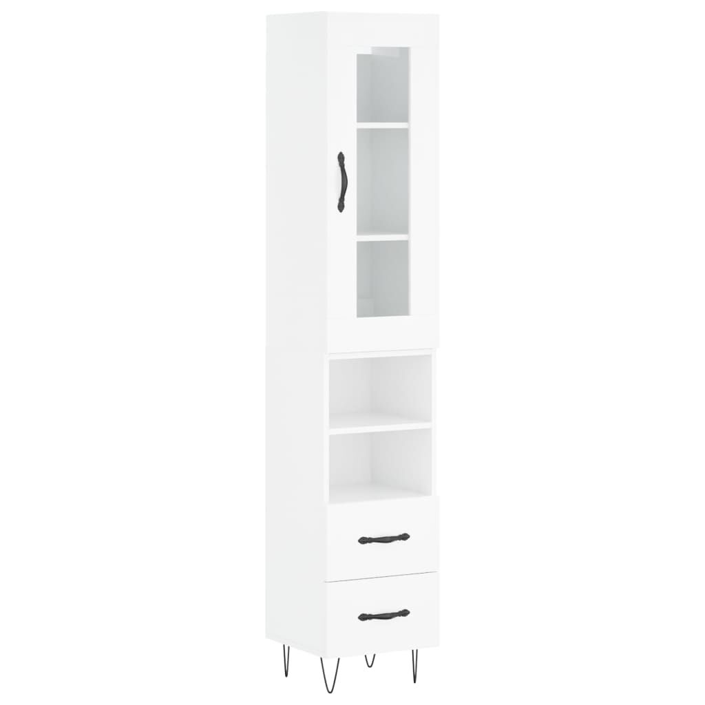 vidaXL Ντουλάπι Γυαλ. Λευκό 34,5 x 34 x 180 εκ. από Επεξεργασμένο Ξύλο
