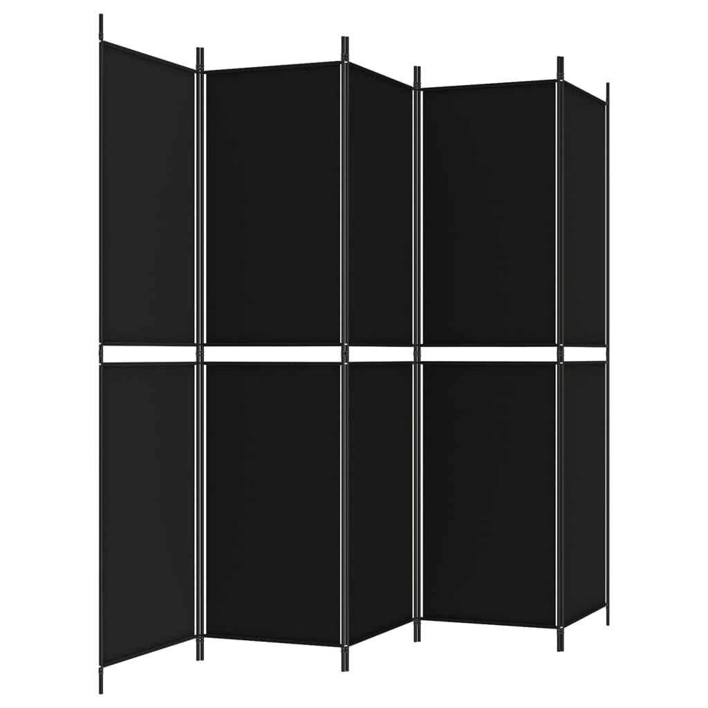 vidaXL Διαχωριστικό Δωματίου με 5 Πάνελ Μαύρο 250x200 εκ. από Ύφασμα