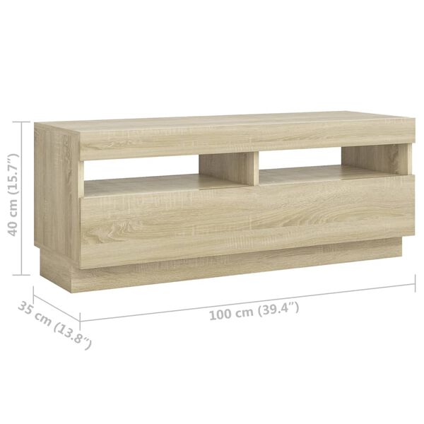 vidaXL Έπιπλο Τηλεόρασης με LED Sonoma Δρυς 200 x 35 x 40 εκ.