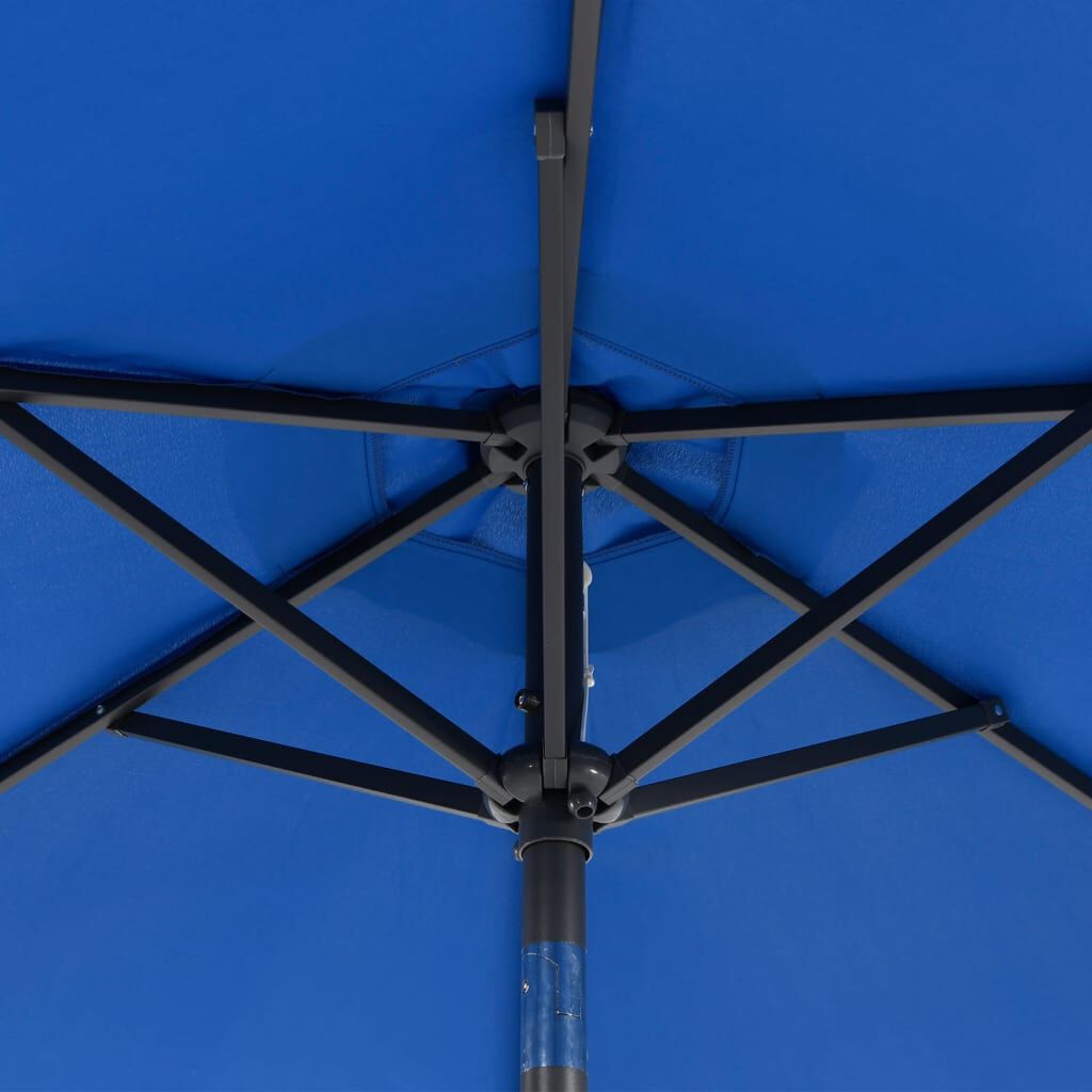 vidaXL Ομπρέλα Κήπου με LED και Ατσάλινο Ιστό Μπλε Αζούρ 225x225x212εκ