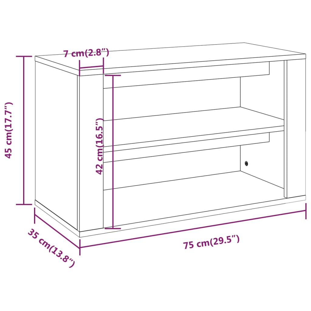 vidaXL Παπουτσοθήκη Γκρι Σκυροδέματος 75x35x45 εκ. Επεξεργασμένο Ξύλο