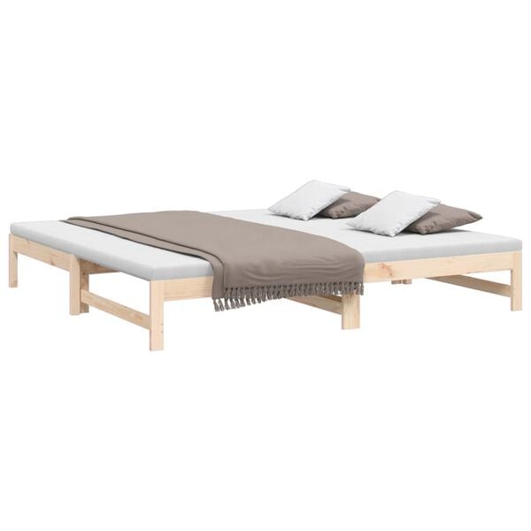 vidaXL Καναπές Κρεβάτι Συρόμενος 2x(90x200) εκ. από Μασίφ Ξύλο Πεύκου