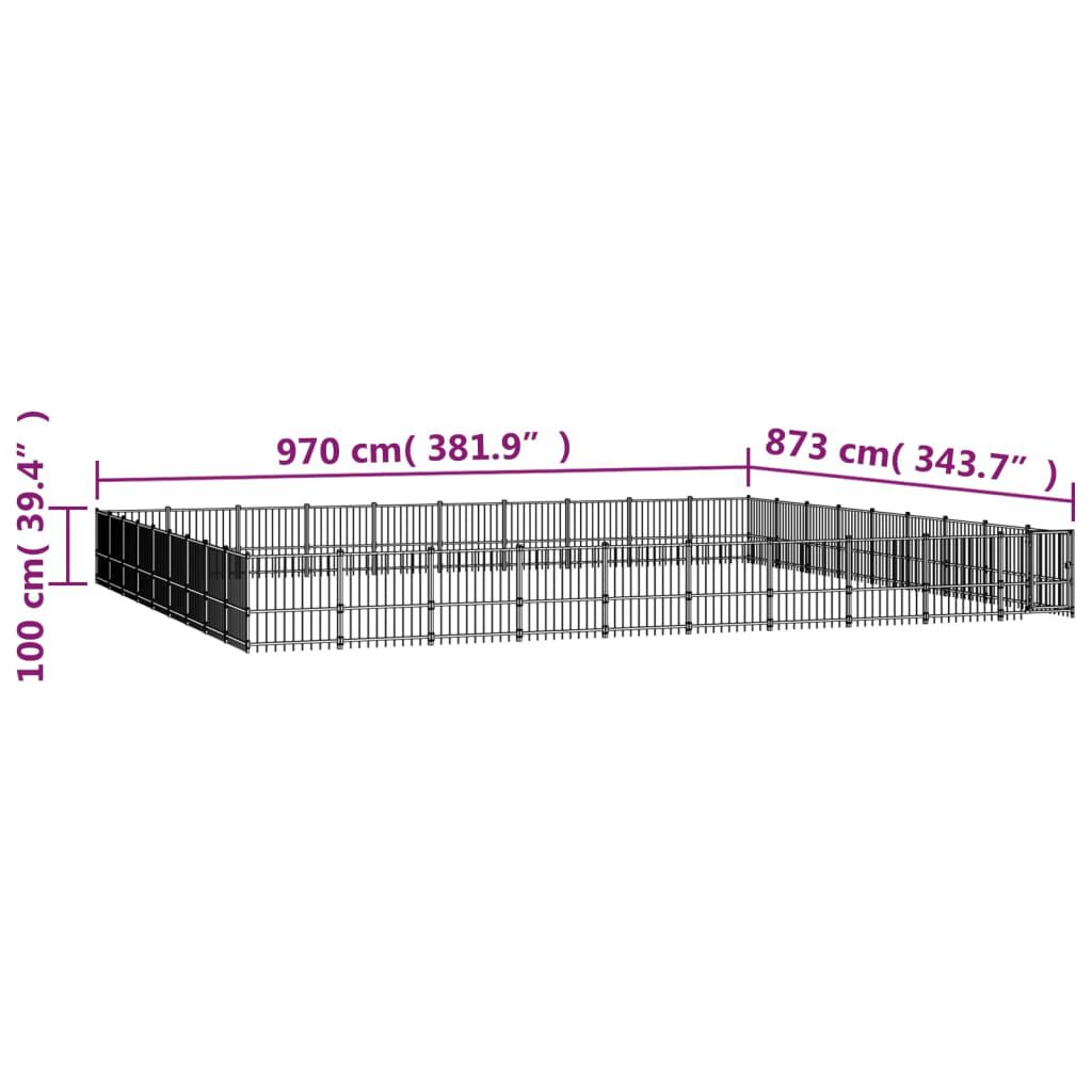 vidaXL Κλουβί Σκύλου Εξωτερικού Χώρου 84,68 μ² από Ατσάλι