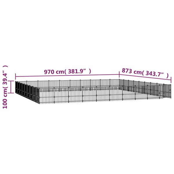 vidaXL Κλουβί Σκύλου Εξωτερικού Χώρου 84,68 μ² από Ατσάλι