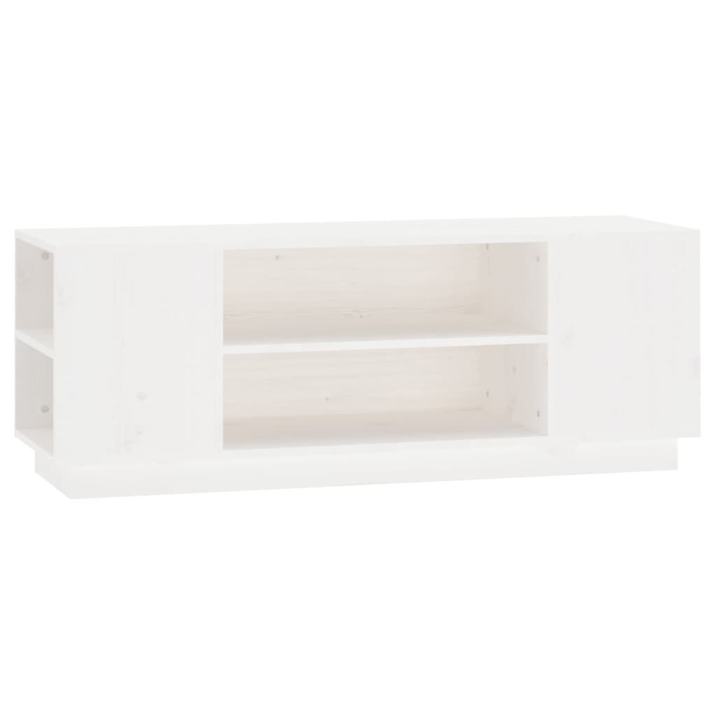 vidaXL Έπιπλο Τηλεόρασης Λευκό 110x35x40,5 εκ. από Μασίφ Ξύλο Πεύκου