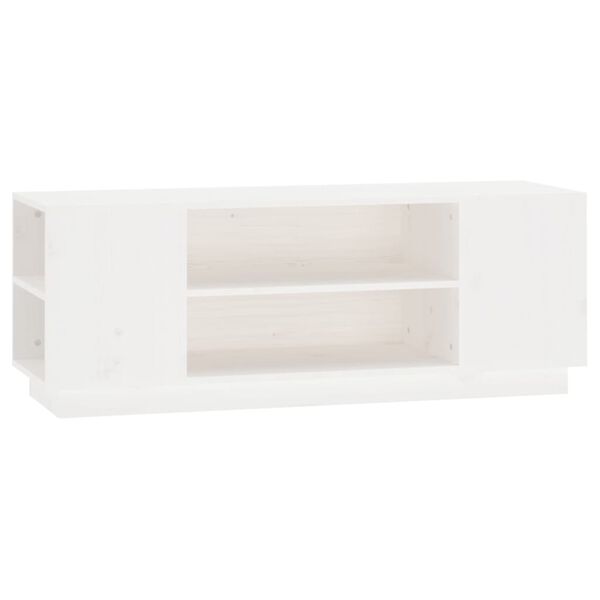 vidaXL Έπιπλο Τηλεόρασης Λευκό 110x35x40,5 εκ. από Μασίφ Ξύλο Πεύκου