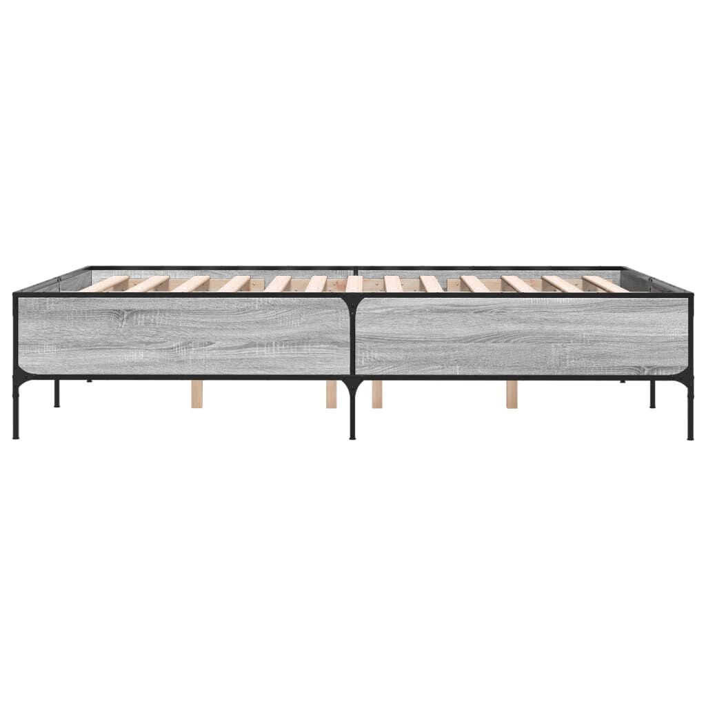 vidaXL Πλαίσιο Κρεβατιού Γκρι Sonoma 120 x 190εκ. Επεξ. Ξύλο & Μέταλλο