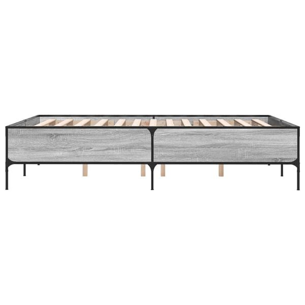 vidaXL Πλαίσιο Κρεβατιού Γκρι Sonoma 120 x 190εκ. Επεξ. Ξύλο & Μέταλλο