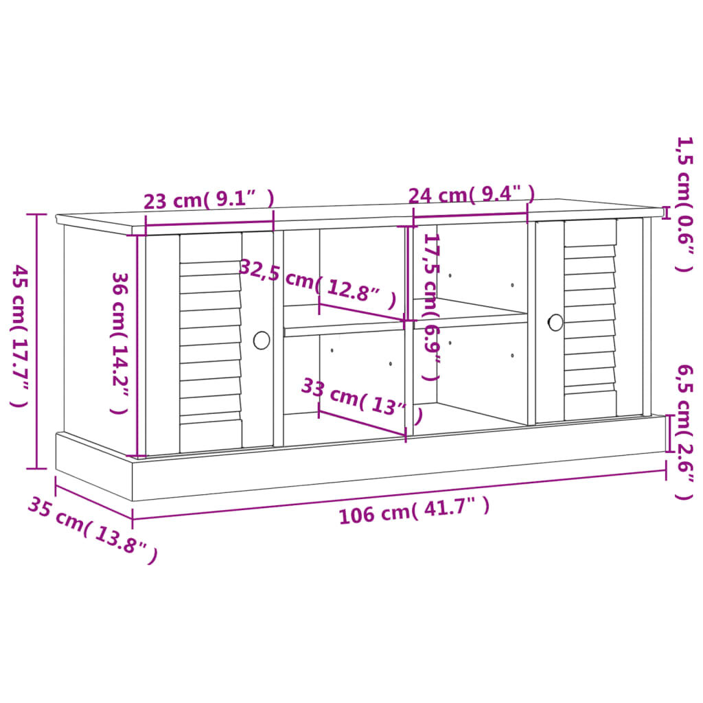 vidaXL Παπουτσοθήκη VIGO Γκρι 106 x 35 x 45 εκ. από Μασίφ Ξύλο Πεύκου